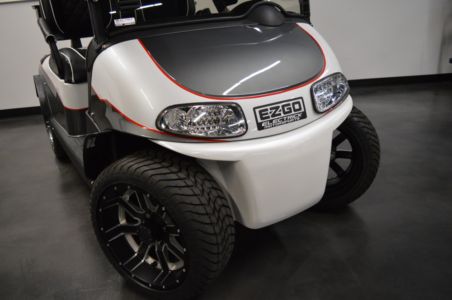 Two Tone Grey & Bright White with Orange Pin Stripping & Bright White Bumper